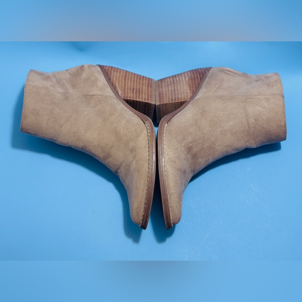 Madden Girl Klicck Brown Faux Suede Ankle Booties Side Zip Block Heel Womens 7.5